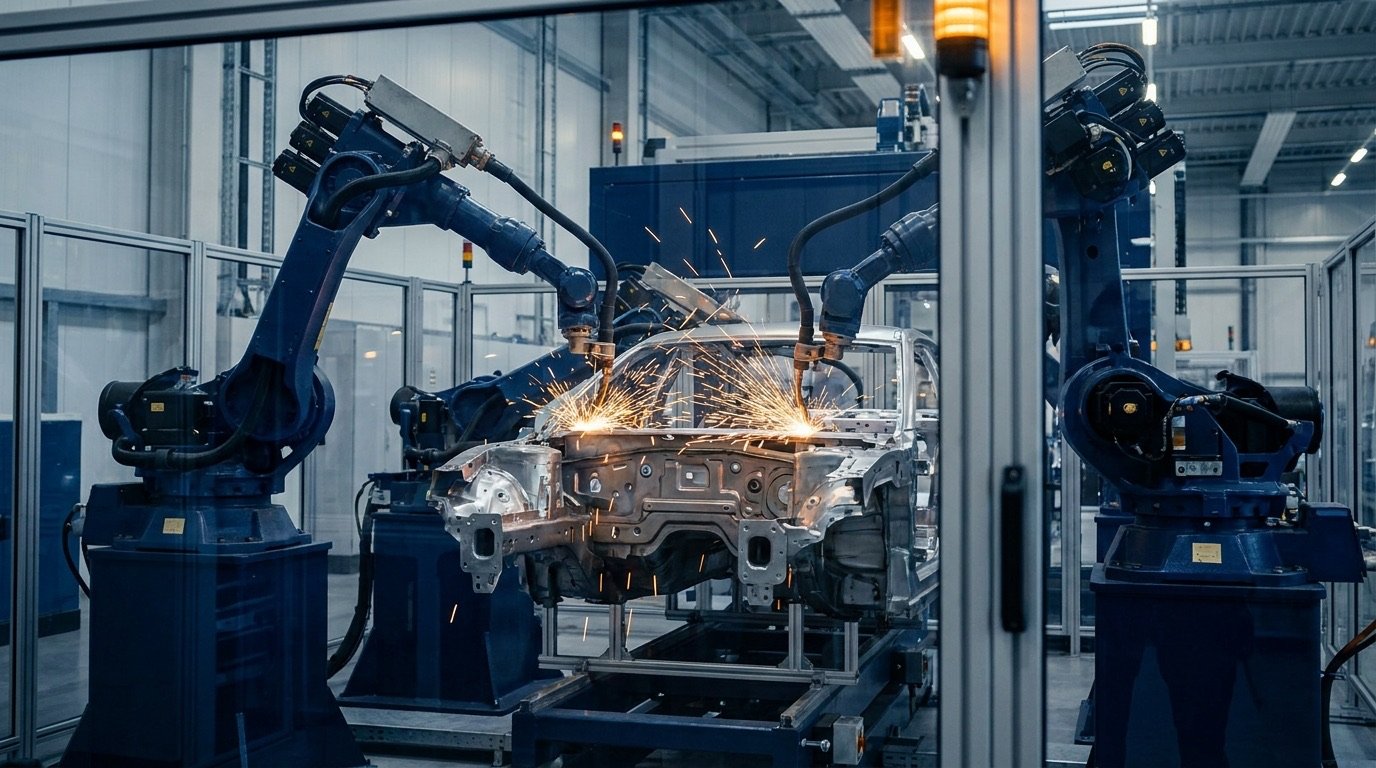 Línea de manufactura automotriz en operación